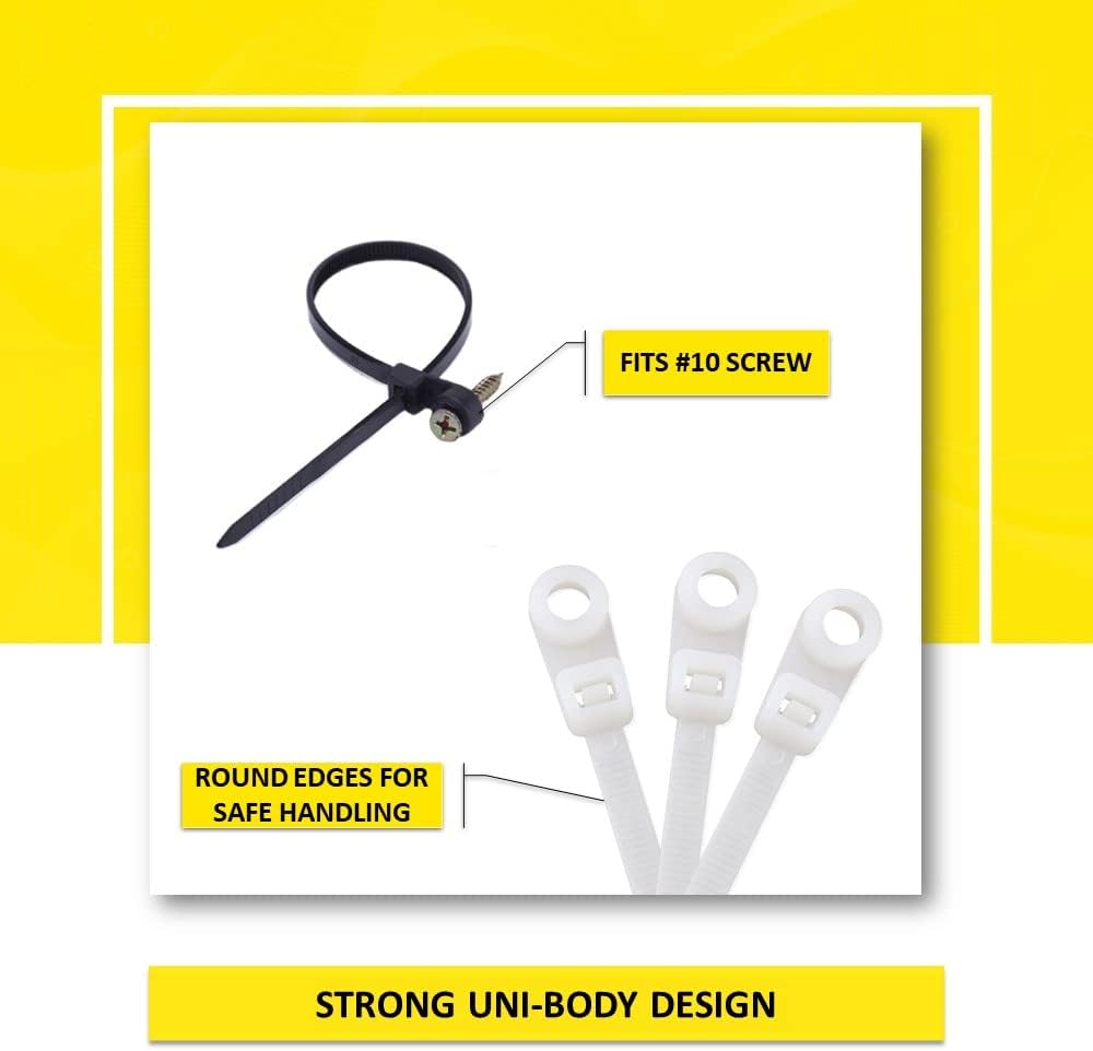 Kable Kontrol Screw Hole Zip Ties 14 Inch 5000 Pcs Natural White 50lbs Test