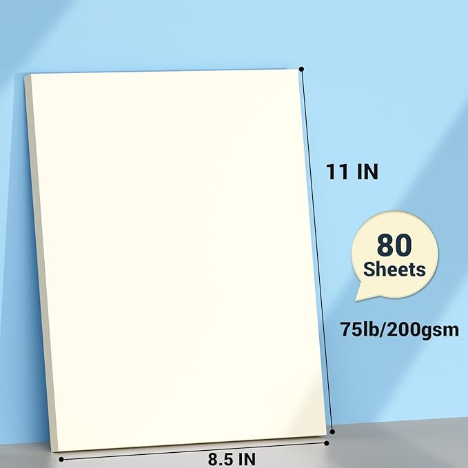 Cardstock 8.5 x 11, Thick Printer Paper, Card Stock Paper 200 gsm, 80 Sheets - Image 2