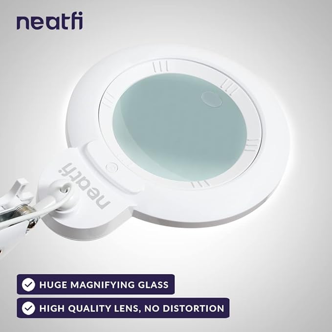 Neatfi XL Bifocal LED Magnifying Lamp, 7-Inch Acrylic Lens, 5D/20D Magnification - Image 2