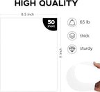 50 Pack White Cardstock 8.5 x 11 White Paper, Goefun 65lb Card Stock Printer - Image 2