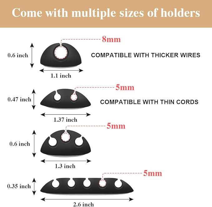 Shintop Cable Clips, 16 Pack Black Cord Organizer Adhesive Cord Management Wire - Image 2