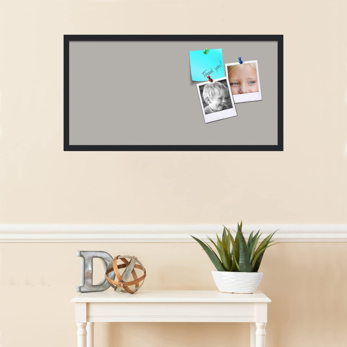 PinPix 36x18 Inch Cork Bulletin Board. This Decorative Framed Pin Board Comes...