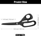 Zicolu 10 inch Black Office Scissors All Purpose, Sewing Scissors - Image 5