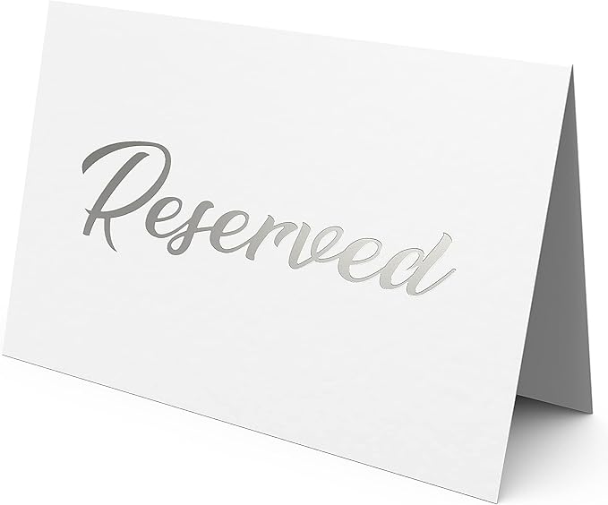 10 Pack Silver Reserved Table Signs by Iricus