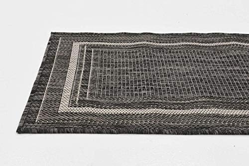 unique loom outdoor border collection area rug showing dimensions