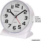 FAMICOZY 4.5" No Ticking Analog Alarm Clock, Silent Readable - Image 4