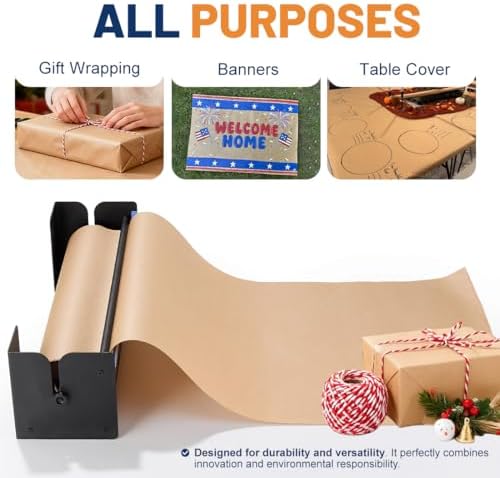 Perkhomy 18 Inch Paper Roll Dispenser and Cutter - Heavy-Duty Wall Mountable,...