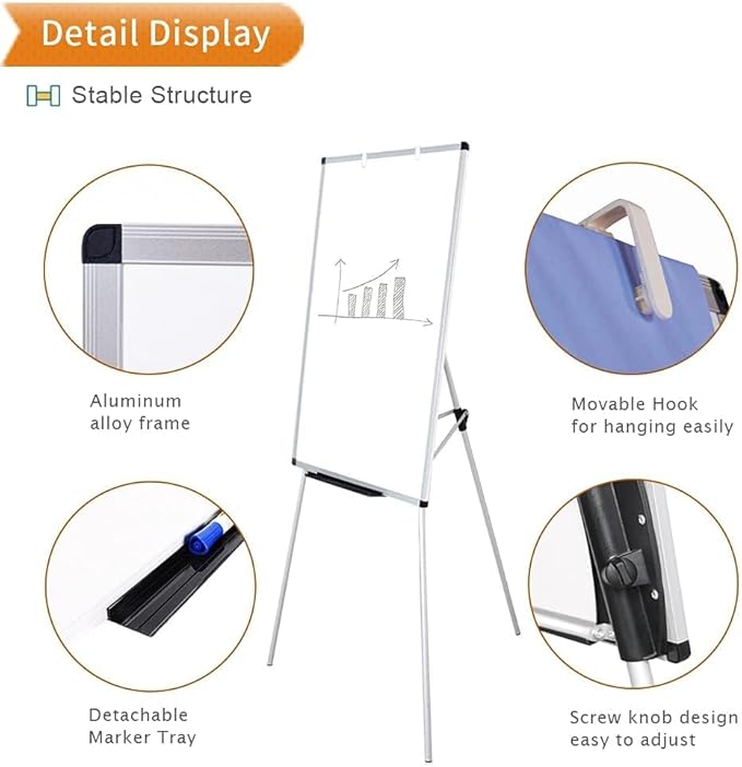 VIZ-PRO Magnetic Whiteboard Easel, 36 x 24 Inches, Portable Dry Erase Board - Image 3