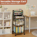 large 7-tier rolling utility cart with drawer, 40in on a desk or shelf