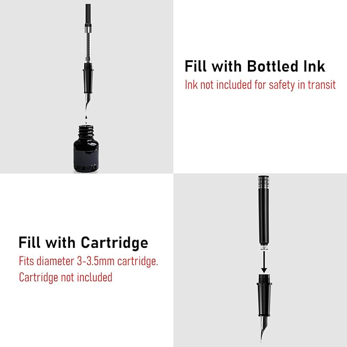 Nicpro Fountain Pen Set with Box, Classic Black Fancy Pen with Converter - Image 6