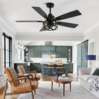 52" farmhouse ceiling fan with lights and remote, close-up detail