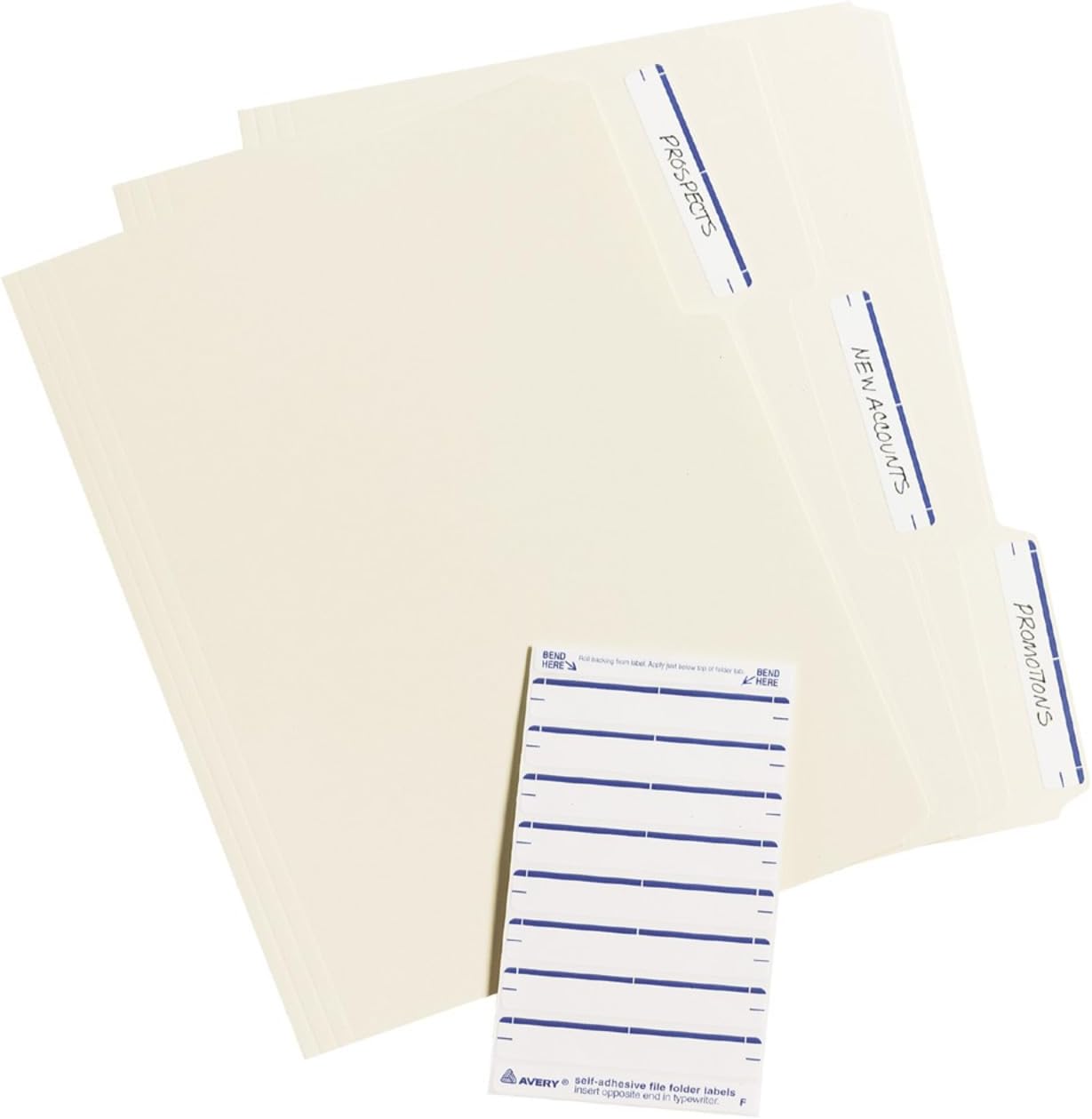 Avery File Folder Labels on 4" x 6" Sheet, Easy Peel, White/Blue, Print & Handwrite, 2/3" x 3-7/16", 252 Labels (5200)