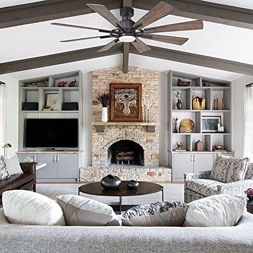 60 inch ceiling fan with light and remote shown in use