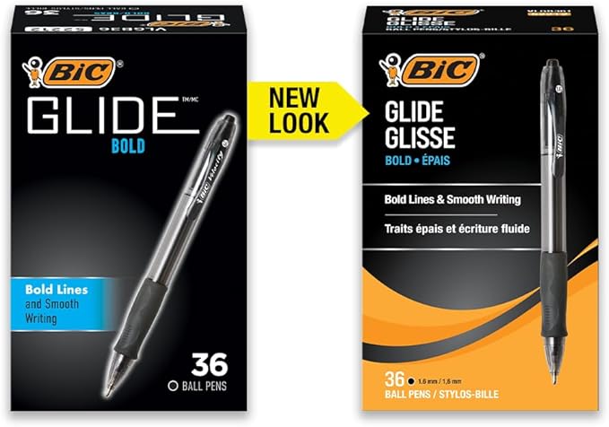 BIC Glide Bold Black Ballpoint Pens, Bold Point, 36-Count Pack, Retractable - Image 2