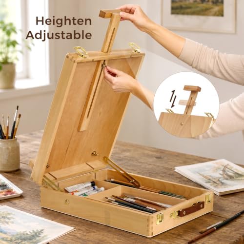 wooden tabletop easel, adjustable sketch box easel with, package contents