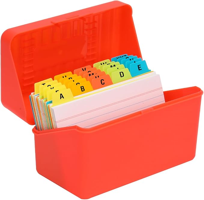 H4D 3x5 Index Card Holder with 100 Heavyweight Ruled Index Cards and 25 Plastic by H4D