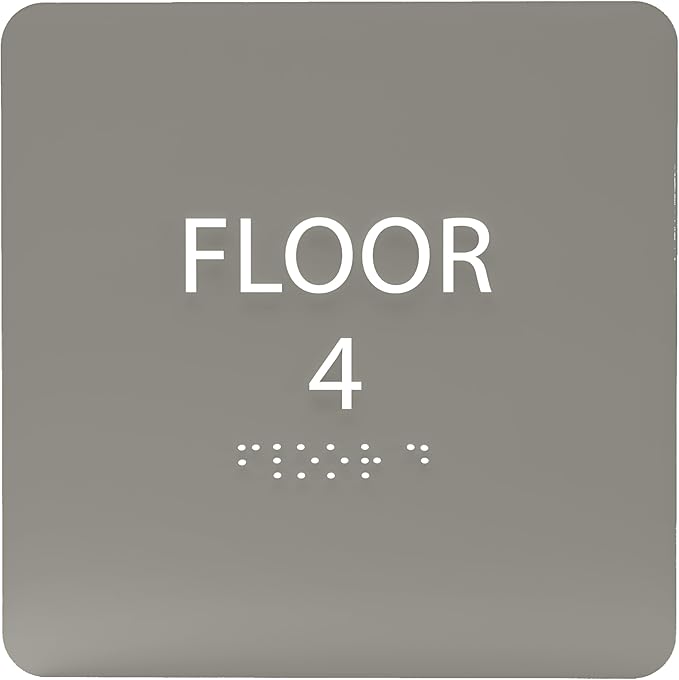 Clean Grey ADA Floor 4 Sign by ADACentralSigns