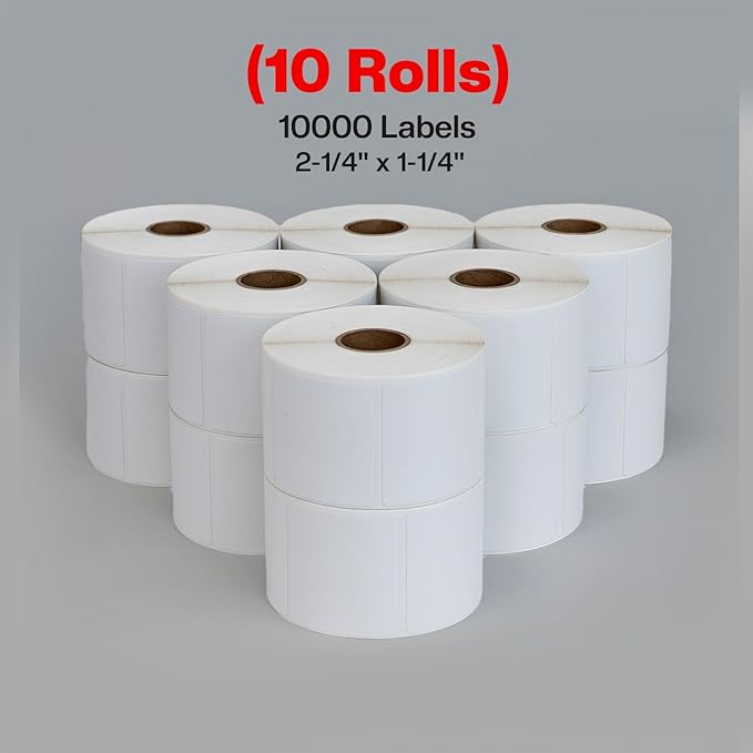 Direct Thermal Labels Roll 2-1/4" x 1-1/4", 10 Rolls, Compatible - Image 2