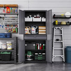 letaya metal garage storage cabinet with drawer,4 door, front angle view