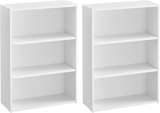 VASAGLE Set of 2 Bookshelves, 23.6 Inches Wide, 3-Tier Open Bookcases by VASAGLEbySONGMICSHOME