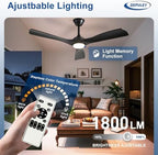depuley 52-inch ceiling fan with light: black 3, close-up detail