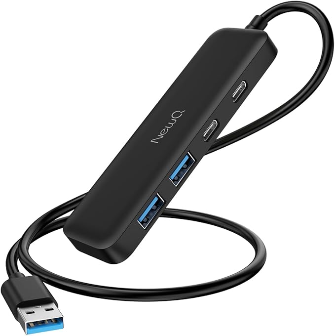 Dual USB C USB A 3.0 Hub: 4 Ports USB Hub by NewQ