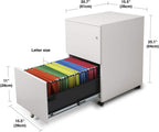 Aurora Modern Soho Design 2-Drawer Metal Mobile File Cabinet with Lock Key/Fully Assembled, White