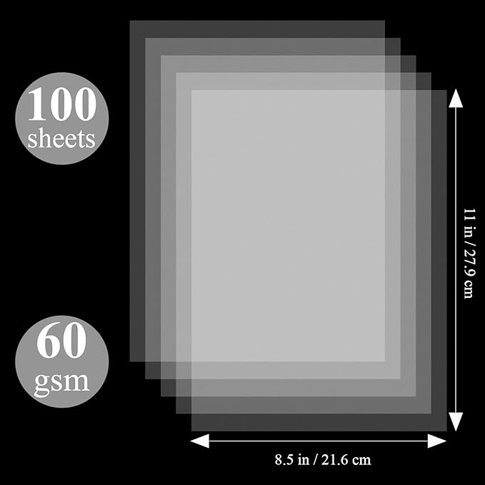 Tracing Paper for Drawing, 8.5”x11 Trace Paper, 100 Sheets Translucent Vellum - Image 2