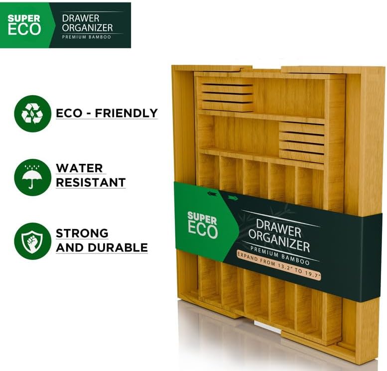 Bamboo Kitchen Drawer Organizer - Bamboo Expandable Drawer Organizer Utensil ...
