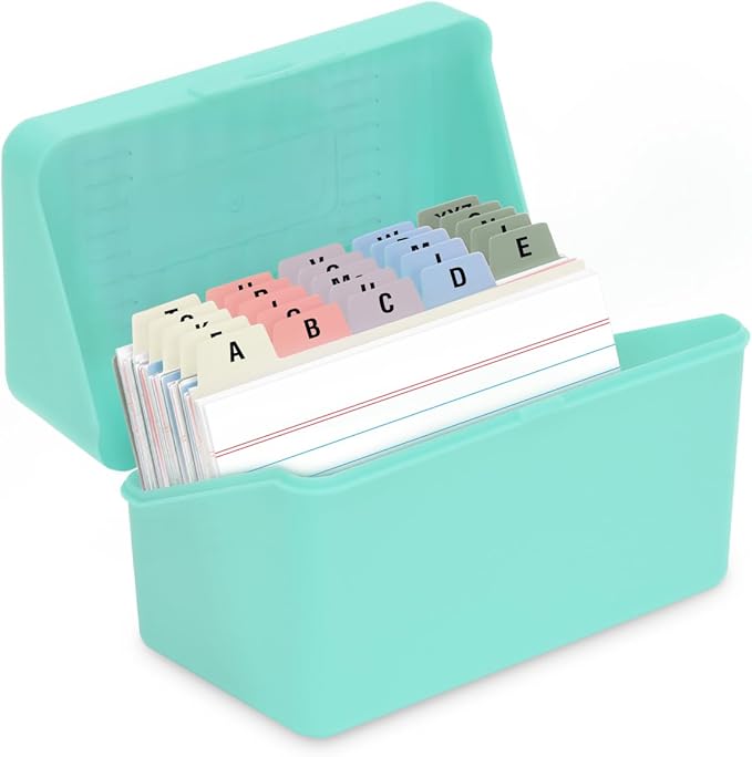 H4D 3x5 Index Card Holder with 100 Heavyweight Ruled Index Cards and 25 Plastic by H4D