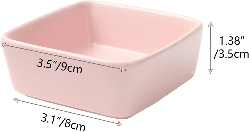 NatSumeBasics Pink Ceramic Paper Clip Holder Dispenser | Square Paper Clips & Push Pins, Office Desk Organizer