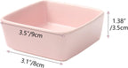 NatSumeBasics Pink Ceramic Paper Clip Holder Dispenser | Square Paper Clips & Push Pins, Office Desk Organizer