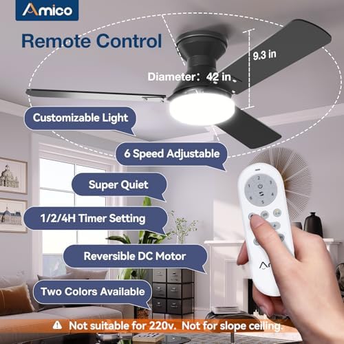 amico 2 pack 42 inch low profile ceiling, side view