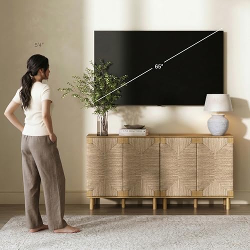 Nathan James Beacon Accent Buffet Sideboard Storage Cabinet TV Stand in Light...