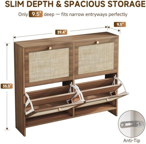 nicetree shoe cabinet storage for entryway, 4-flip drawer shown in use