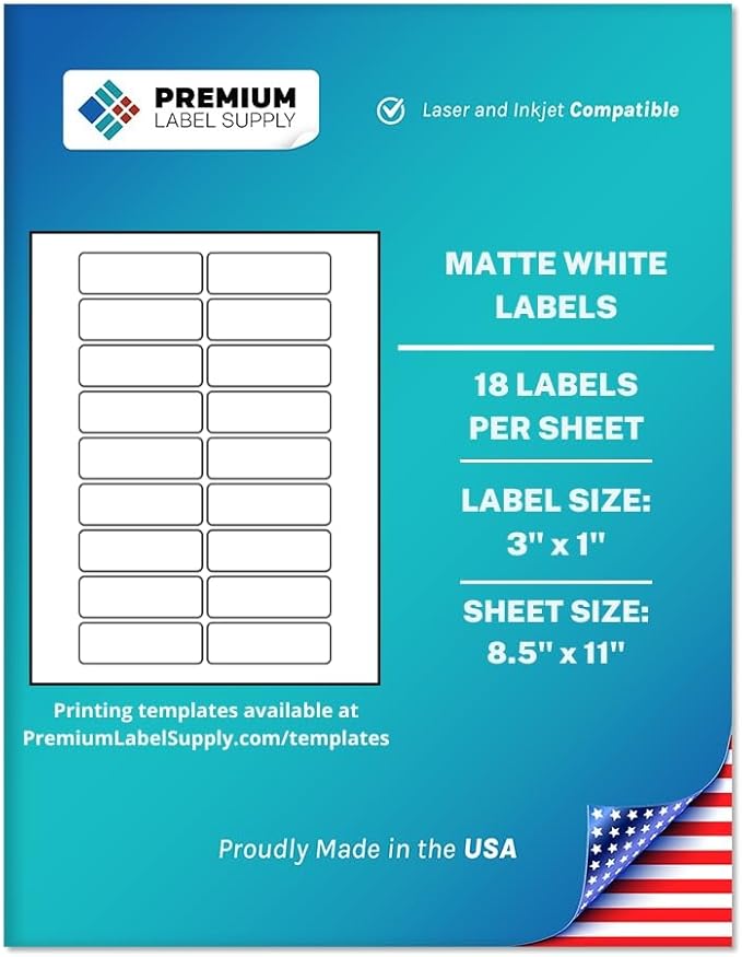 Premium Label Supply White Sticker Address Labels – 3" x 1" – Laser/Inkjet by PremiumLabelSupply