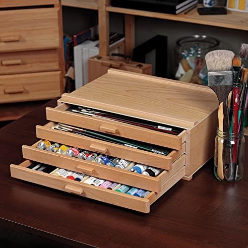 hg art concepts artist storage chest, wooden brush, side view