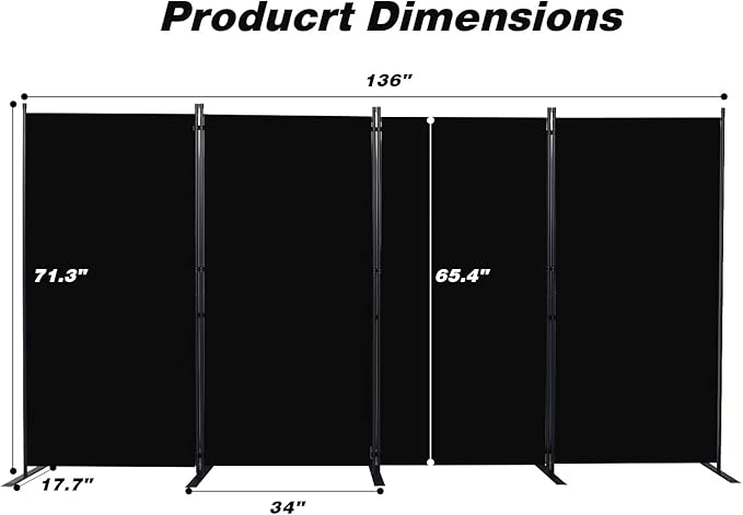 CHOSENM Room Divider, 4 Panel Folding Privacy Screens - Image 2