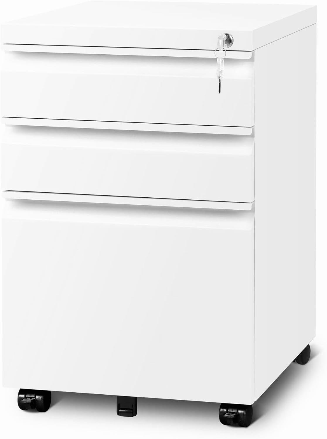 Guizeeopo 3 Drawer File Cabinet with Lock, File Cabinets for Home Office,Unde...