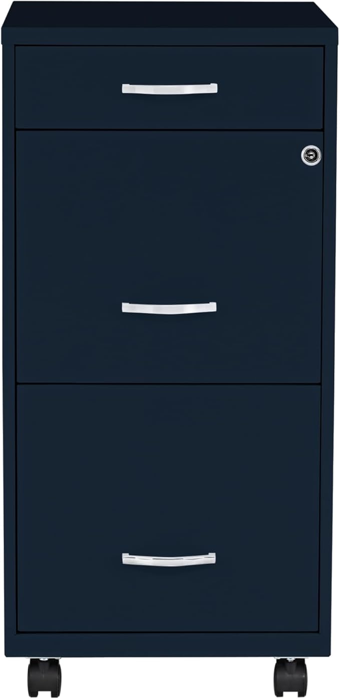 LYS SOHO Box/File/File Mobile Navy File Cabinet, 3 Drawer - Image 3