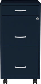 LYS SOHO Box/File/File Mobile Navy File Cabinet, 3 Drawer - Image 3