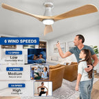 depuley 52-inch ceiling fans with lights: wood 3, close-up detail