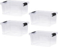 Superio Storage Bins with Lids- 4 Pack, 6.6 Qt Clear Boxes