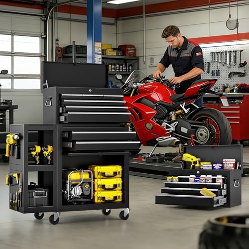 8 drawer rolling tool chest, 3-in-1 assembled tool shown in use