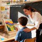portable tabletop easel set 36-piece acrylic paints brushes, front angle view