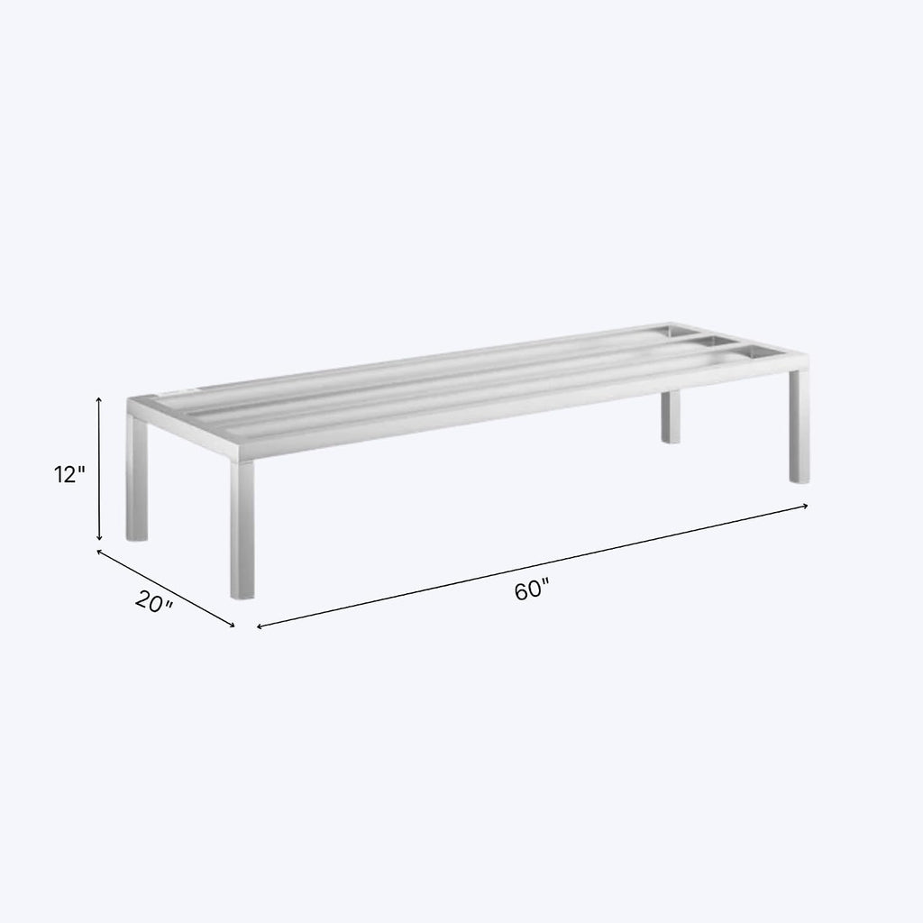 60'' x 20'' x 12'' aluminum welded nsf showing dimensions
