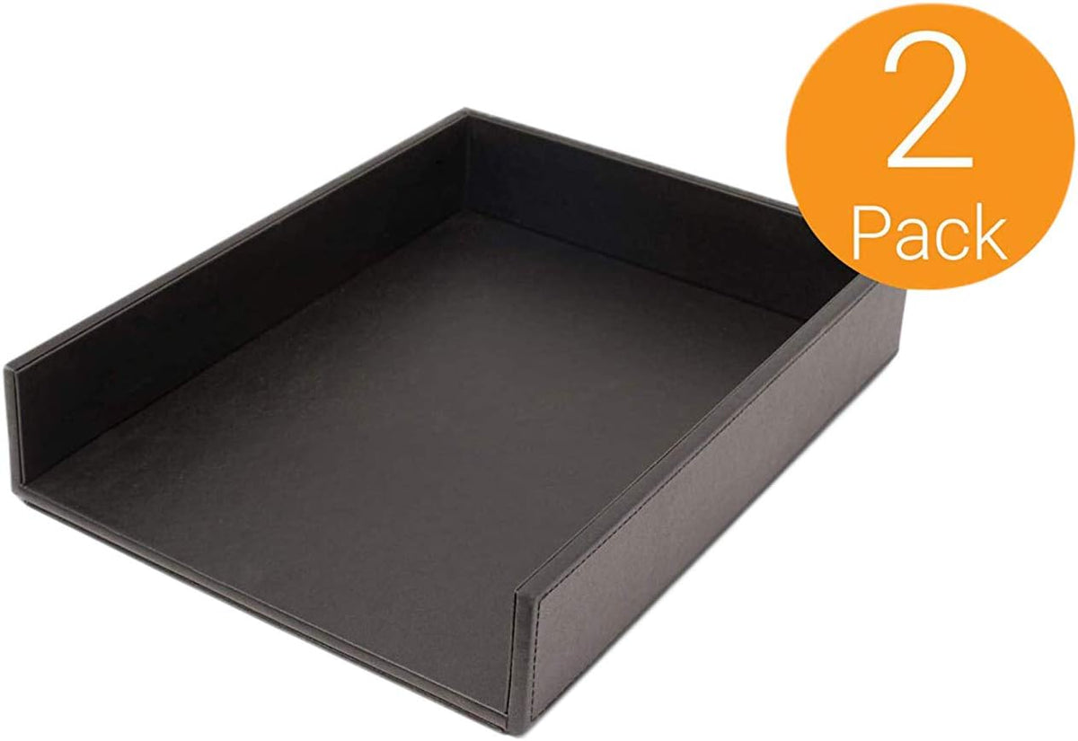 Armory by Castle - Leatherette Two Stackable Paper Trays Desk Organizer - Clu...