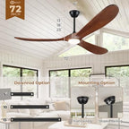 72" outdoor ceiling fans with lights and remote, side view