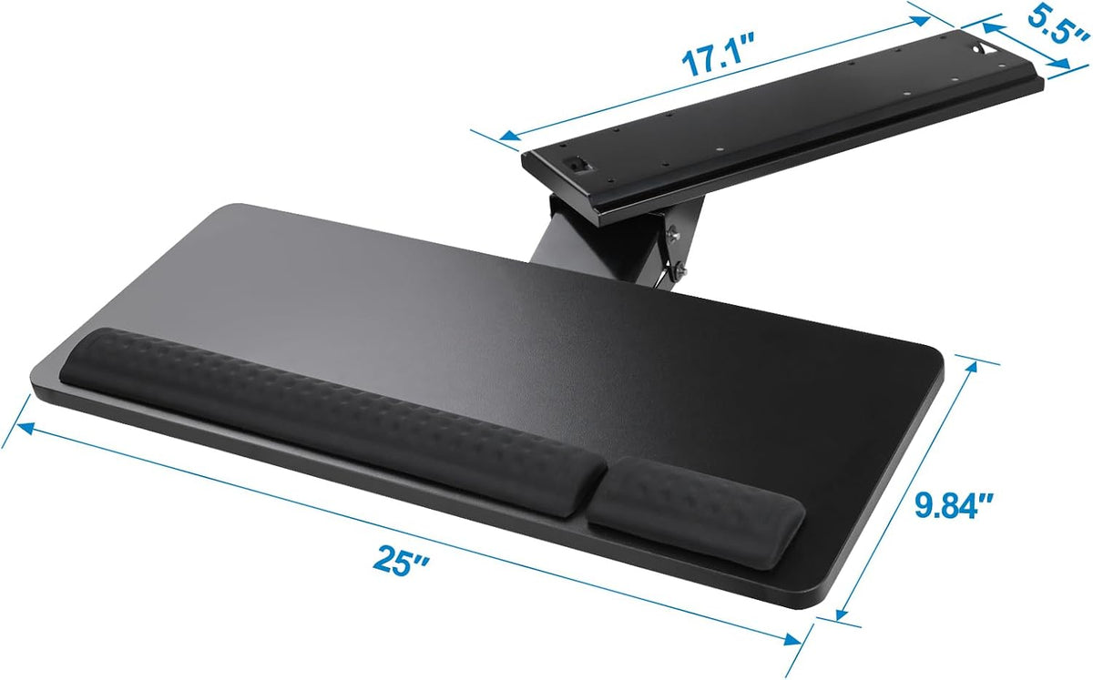 Keyboard Tray Under Desk,25x9.84'' Large Slide Out Swivel Tilt Comput...