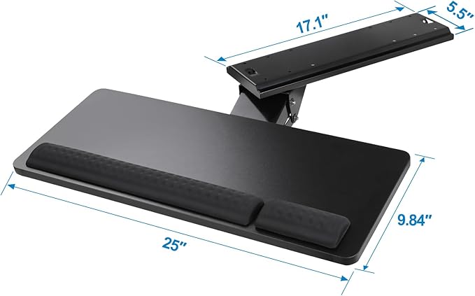 Cartmay Keyboard Tray Under Desk, 25x9.84'' Large Slide Out Swivel Tilt - Image 6